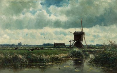 Polder Landscape with Windmill near Abcoude by Willem Roelofs